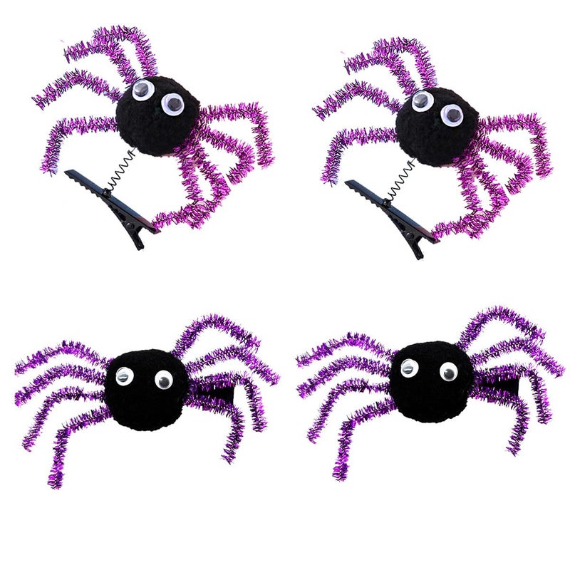 YTAONS Spider Hair Clips for Women Girls, Spring Spider Barrettes Hairpins Halloween Hair Accessories 4pcs (Purple) - Image 1